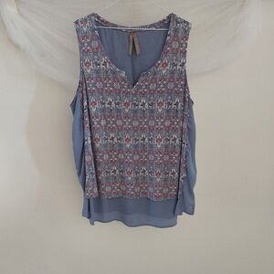 Penningtons Blue & Muted Mauve Choose Happiness Sleeveless Top 3X
